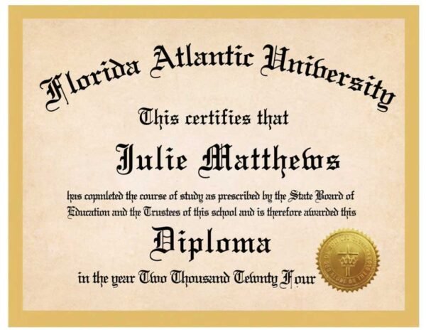 Personalized Full Page Edible Graduation Diploma Cake Topper (8" x 10")